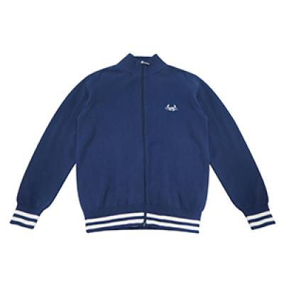 Blue zip-up sport man cardigan sweater