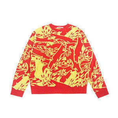 Men's crew-neck pullover sweater red and yellow